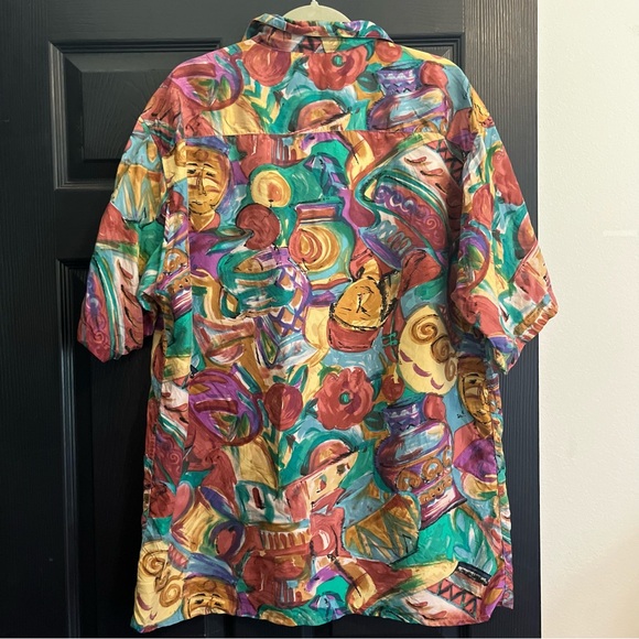 Burma Bibas Vintage Silk Hawaiian Shirt, Size L, GUC - Picture 2 of 2